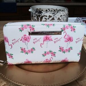 BETSY JOHNSON FLAMINGO WALLET WRISTLET